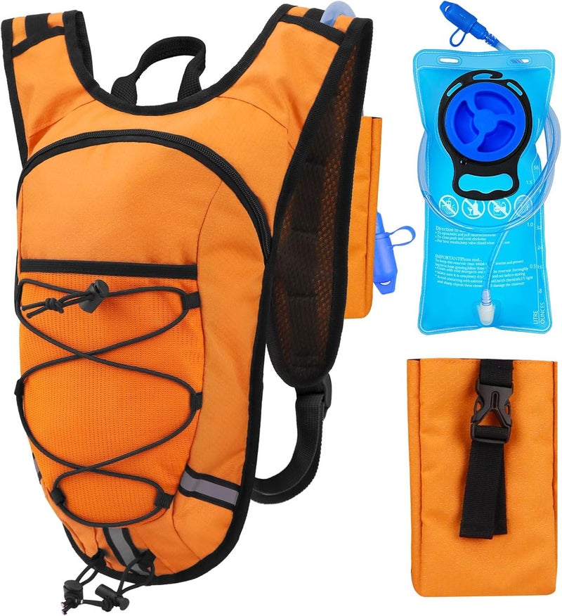 DEVONWIDE Lightweight Hydration Backpack 2L Water Bladder Pack for Running, Cycling, Hiking – Anti-Theft Water Backpack with Phone Holder, Trekking Pole Holder & Reflective Strips for Men & Women - Image 1